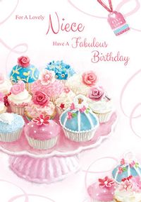 Lovely Niece Cupcakes Birthday Card