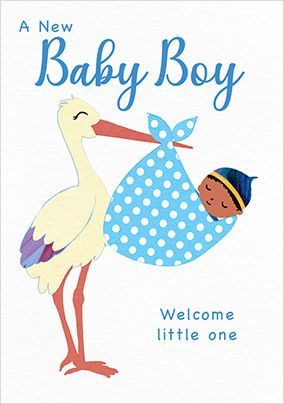 Baby Boy Stork Card