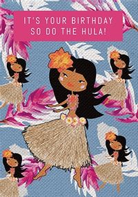 Hula Girl Birthday Card