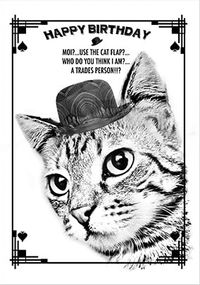 Cat Flap Birthday Card
