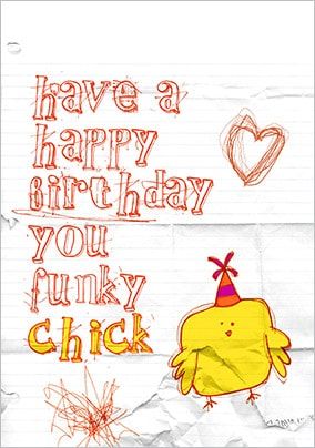 Funky Chick Birthday Card