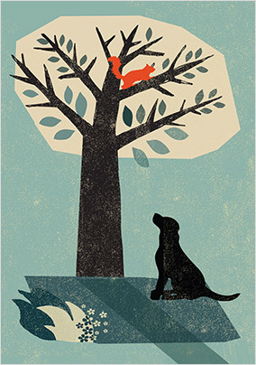 Dog Tree Birthday Card