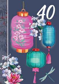 Tap to view 40th Birthday Lanterns Card