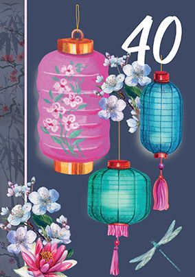 40th Birthday Lanterns Card