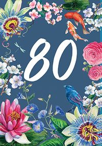 80th Birthday Flowers Card