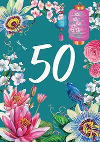 50th Flowers Birthday Card
