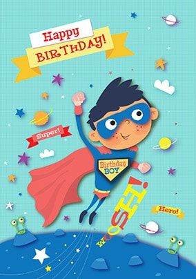 Birthday Boy Super Hero Card