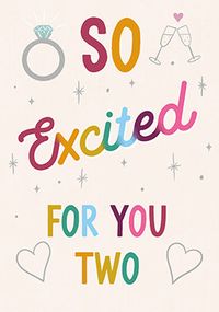 So Excited for You Two Rainbow Engagement Card
