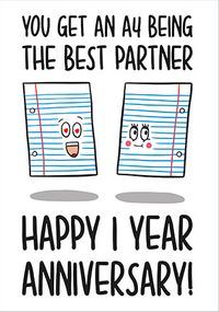 A4 Best Partner 1st Anniversary Card
