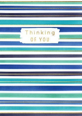 Blue Striped Thinking of You Card