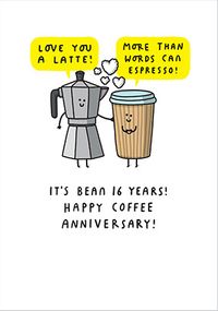 16 Years Coffee Anniversary Card