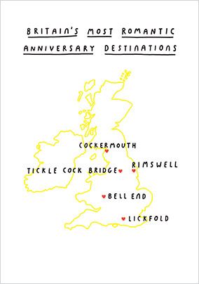 Britain's Romantic Anniversary Destinations Card