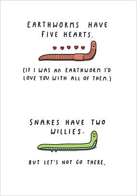 Earthworms and Snakes Card