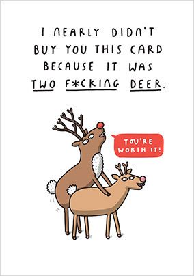 Two F*cking Deer Christmas Card