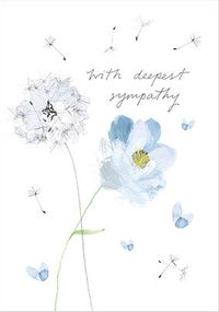 With Deepest Sympathy Watercolour Flower Card