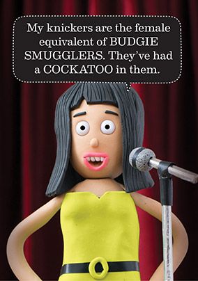Comic Sandra Budgie Smugglers Birthday Card