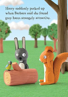Grey Hares Birthday Card