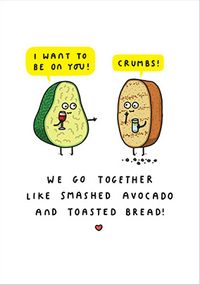 Smashed Avocado and Toasted Bread Valentine's Card