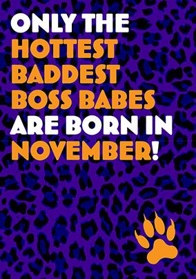 Boss Babes November Birthday Card