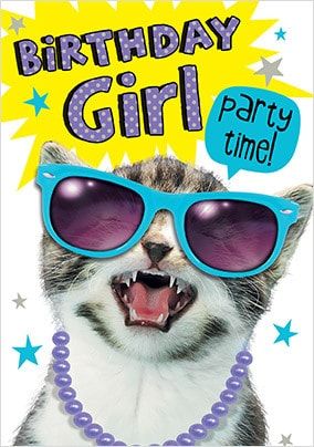 Birthday Girl Cat Card