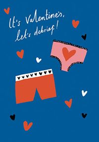 Tap to view Let's Debrief Valentine's Card