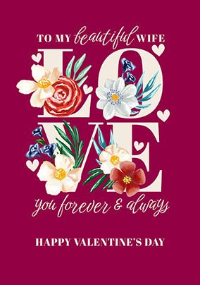 Beautiful Wife Love Forever Valentine's Day Card