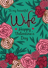 Tap to view Beautiful Wife Floral Valentine's Day Card