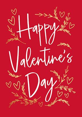 Happy Valentine's Day Hearts and Leaves Card