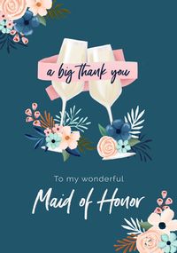 Maid Of Honour Thank You Wedding Card