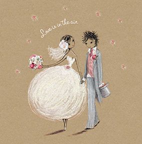 Chalk Bride and Groom Wedding Card