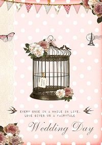 Peony Teacup Wedding Card - Love Gives us a Fairytale