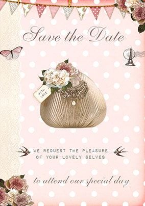 Peony Teacup Wedding Card - Save The Date