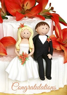 Congratulations Wedding Card - Wedding Cake Figures