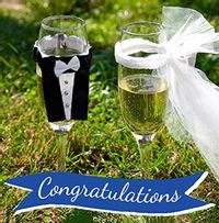 Wedding Congratulations Card - Champagne Glasses