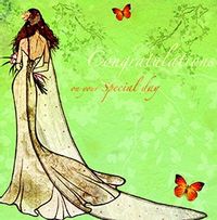 Wedding Congratulations Card - Wedding Gown Green
