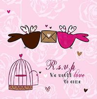 Wedding RSVP Love Birds Card