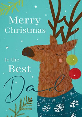 Best Dad Reindeer Christmas Card