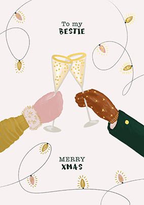 Bestie Merry Christmas Champagne Card
