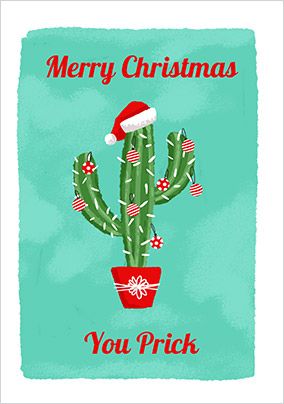 Merry Christmas You Prick Funny Card | Funky Pigeon