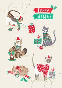 Merry Catmas Cute Christmas Card