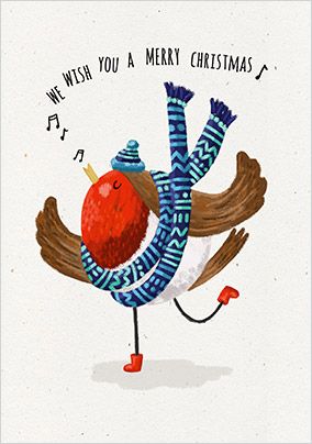 Dancing Robin Cute Christmas Card