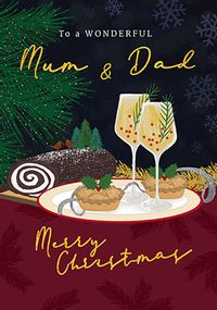 Mum & Dad Mince Pies Christmas Card