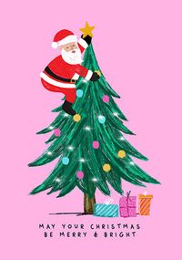 Merry and Bright Santa Christmas Card