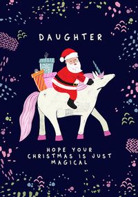 Daughter Magical Christmas Unicorn Card