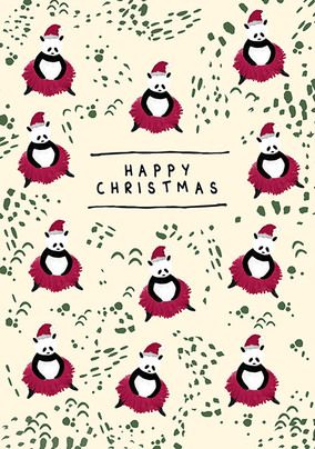 Happy Christmas Pandas Card