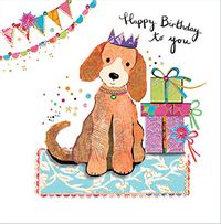 Tap to view Paper Collage Dog Square birthday Card