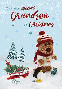 Tap to view Barley Bear Grandson Christmas Card