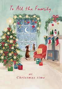 Tap to view To All The Family At Christmas Time Pets At The Window Card