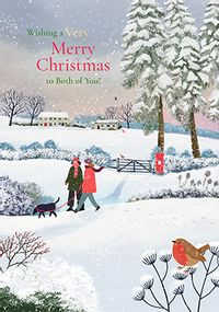 Tap to view Snowy Fields Both Of You Christmas Card