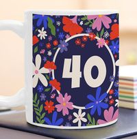 Floral Burst 40th Birthday Mug